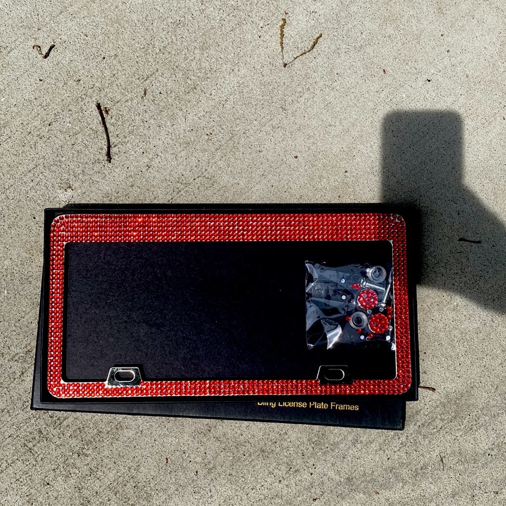 Red License plate frame new in box